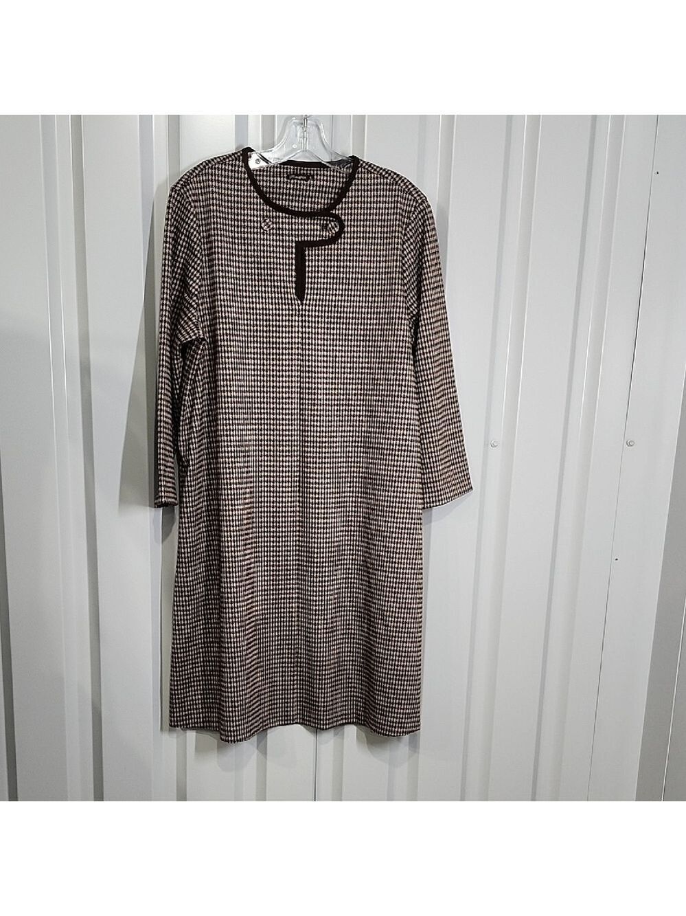 J. McLaughlin Penelope Brown and Black Houndstooth Pattern Shift Dress XL
